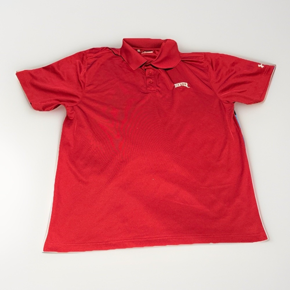 Under Armour HeatGear Polo Shirt Denver Logo Red Mens Large Loose